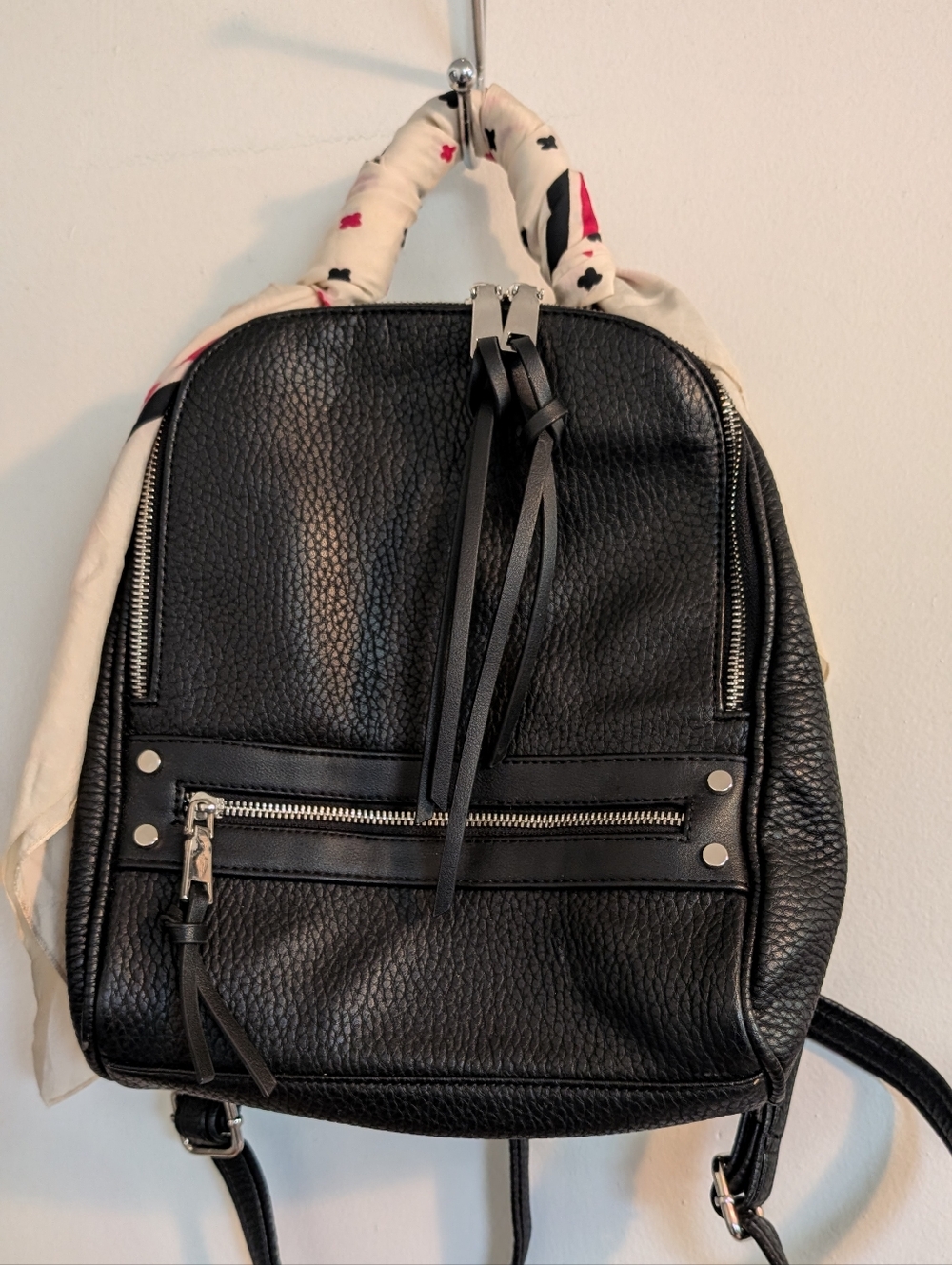 Black Faux Leather Mini Backpack - Classic Everyday Backpack